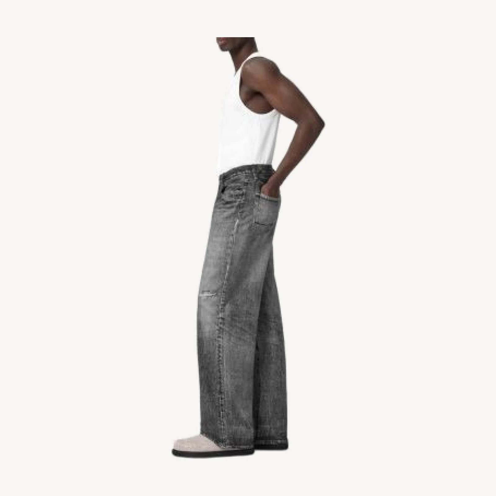 Allsaints Wide Fit Lenny Jeans in Illusion Black