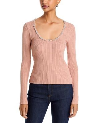 Cinq a Sept Aminta Embellished Scoop Neck Top