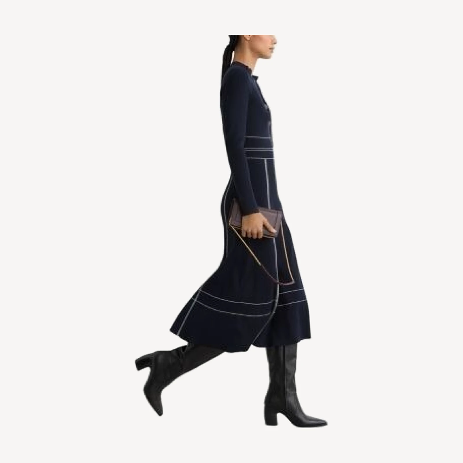 Reiss Button Front Long Sleeve Midi Dress
