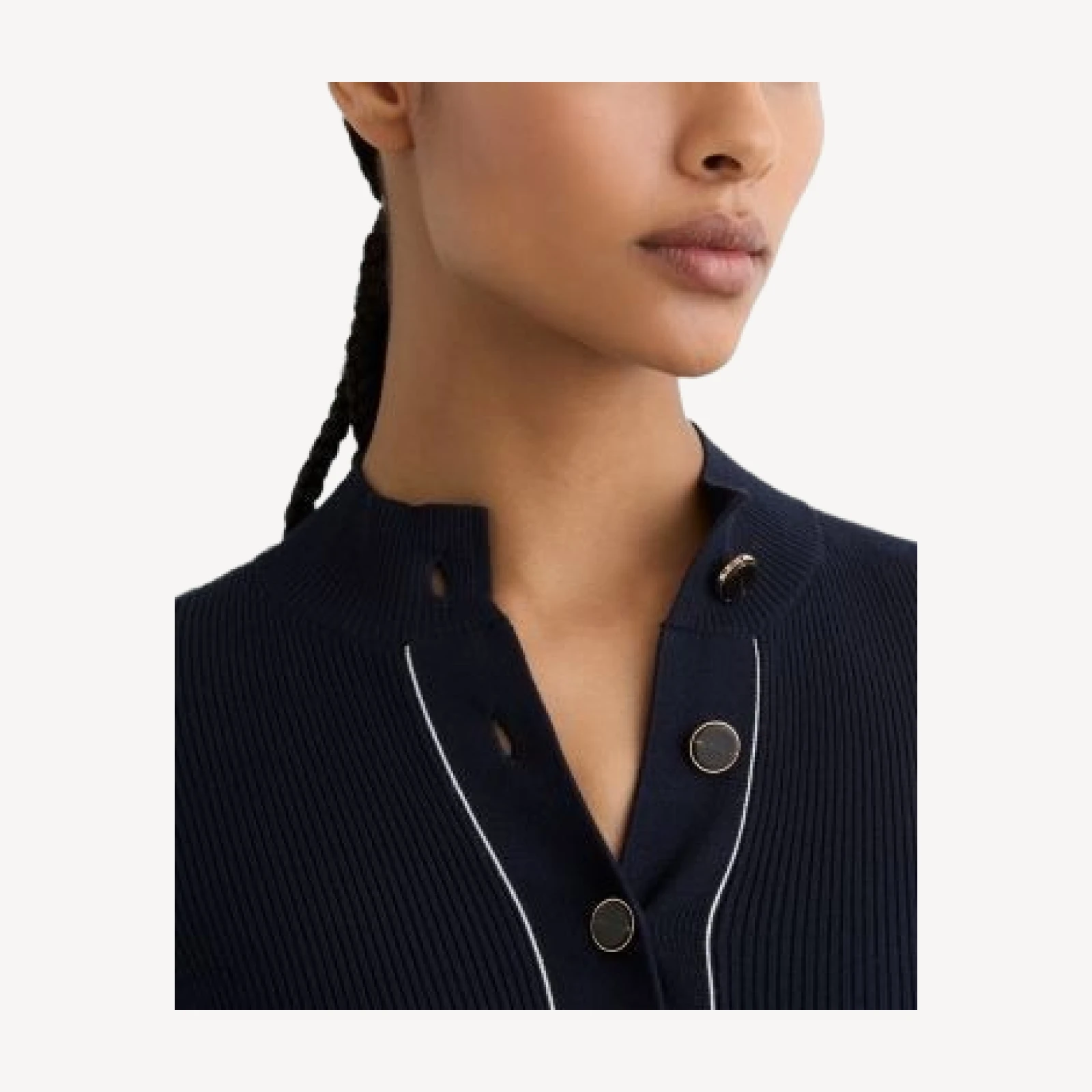 Reiss Button Front Long Sleeve Midi Dress