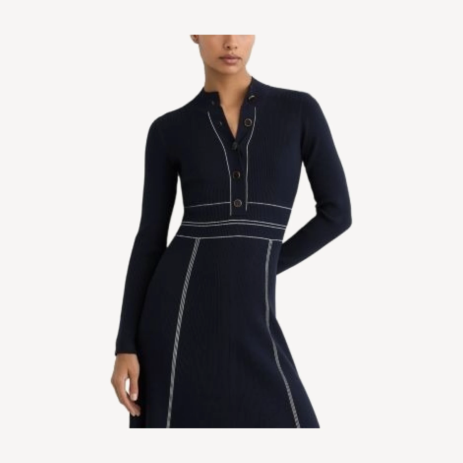 Reiss Button Front Long Sleeve Midi Dress