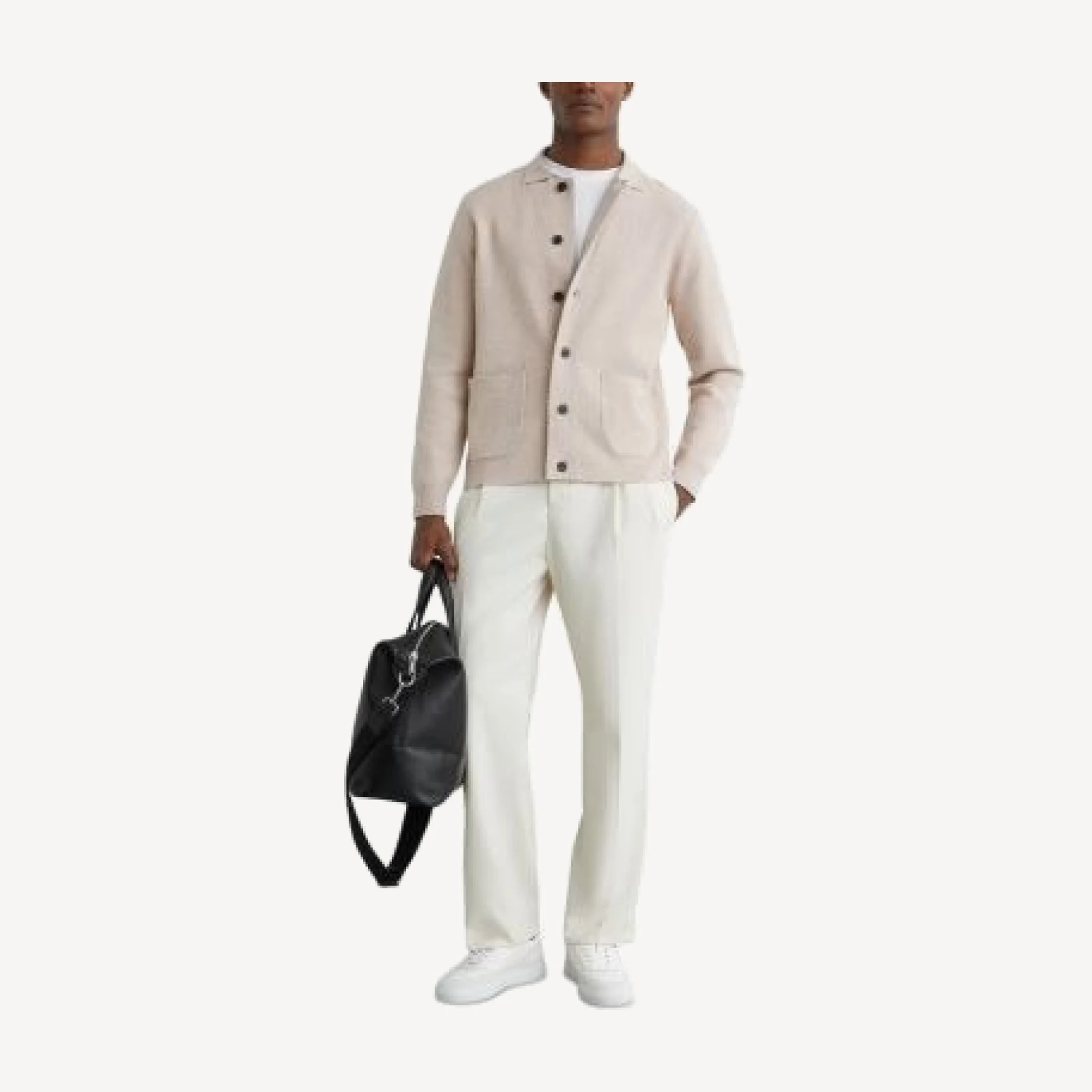 Reiss Plaza Long Sleeve Button Through Ribbed Cardigan