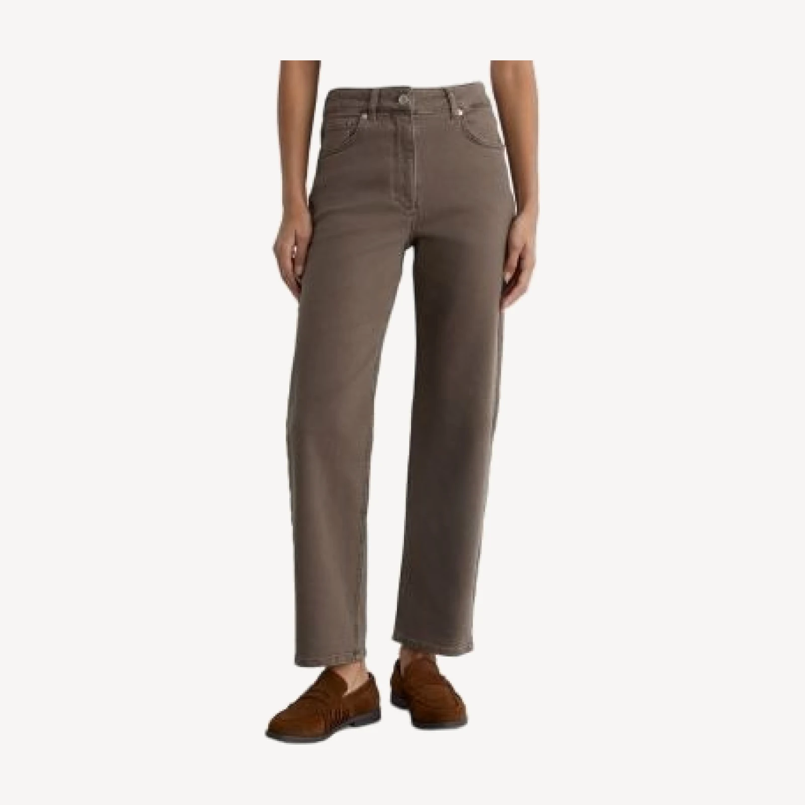 Reiss Selin Mid Rise Straight Ankle Jeans in Mocha Brown