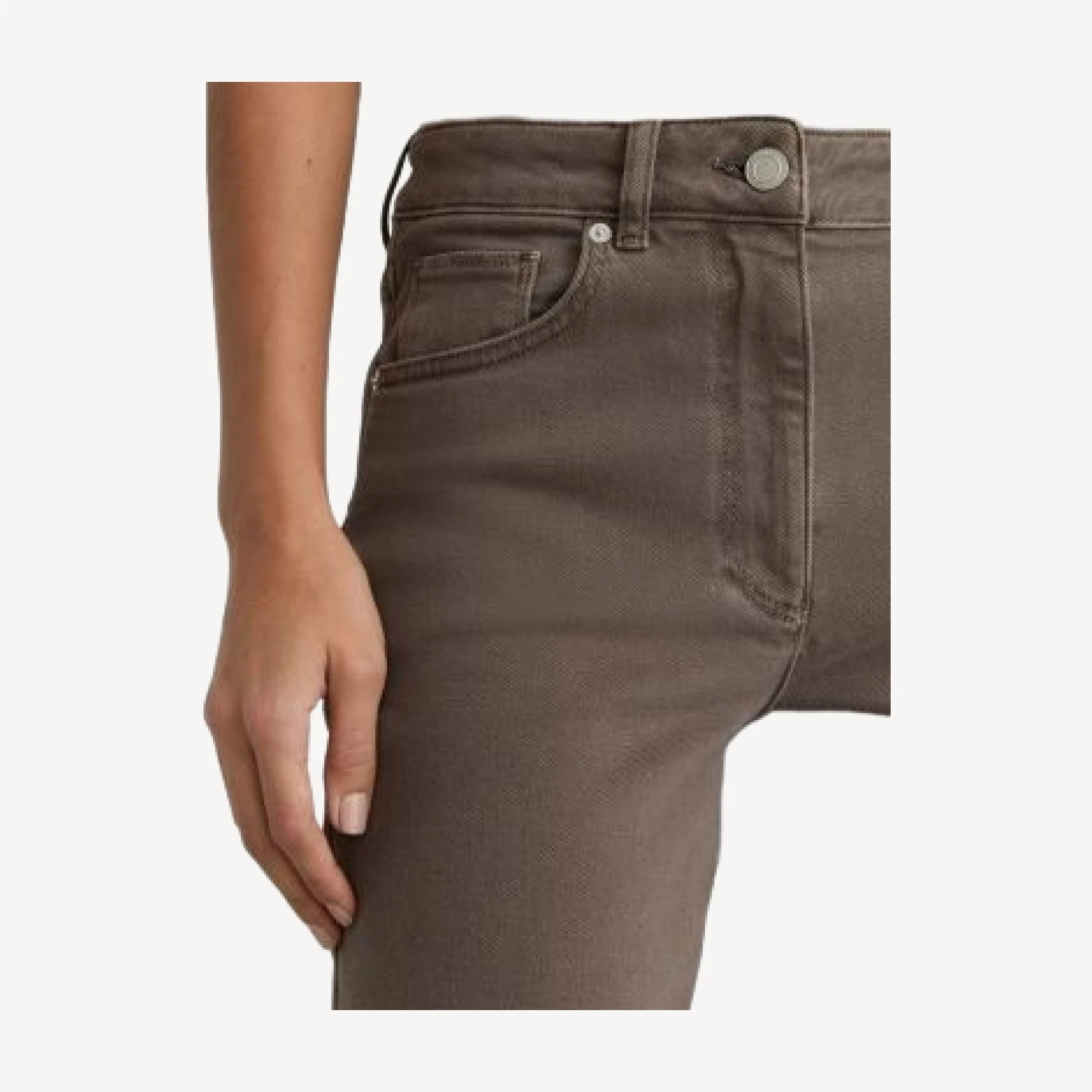 Reiss Selin Mid Rise Straight Ankle Jeans in Mocha Brown