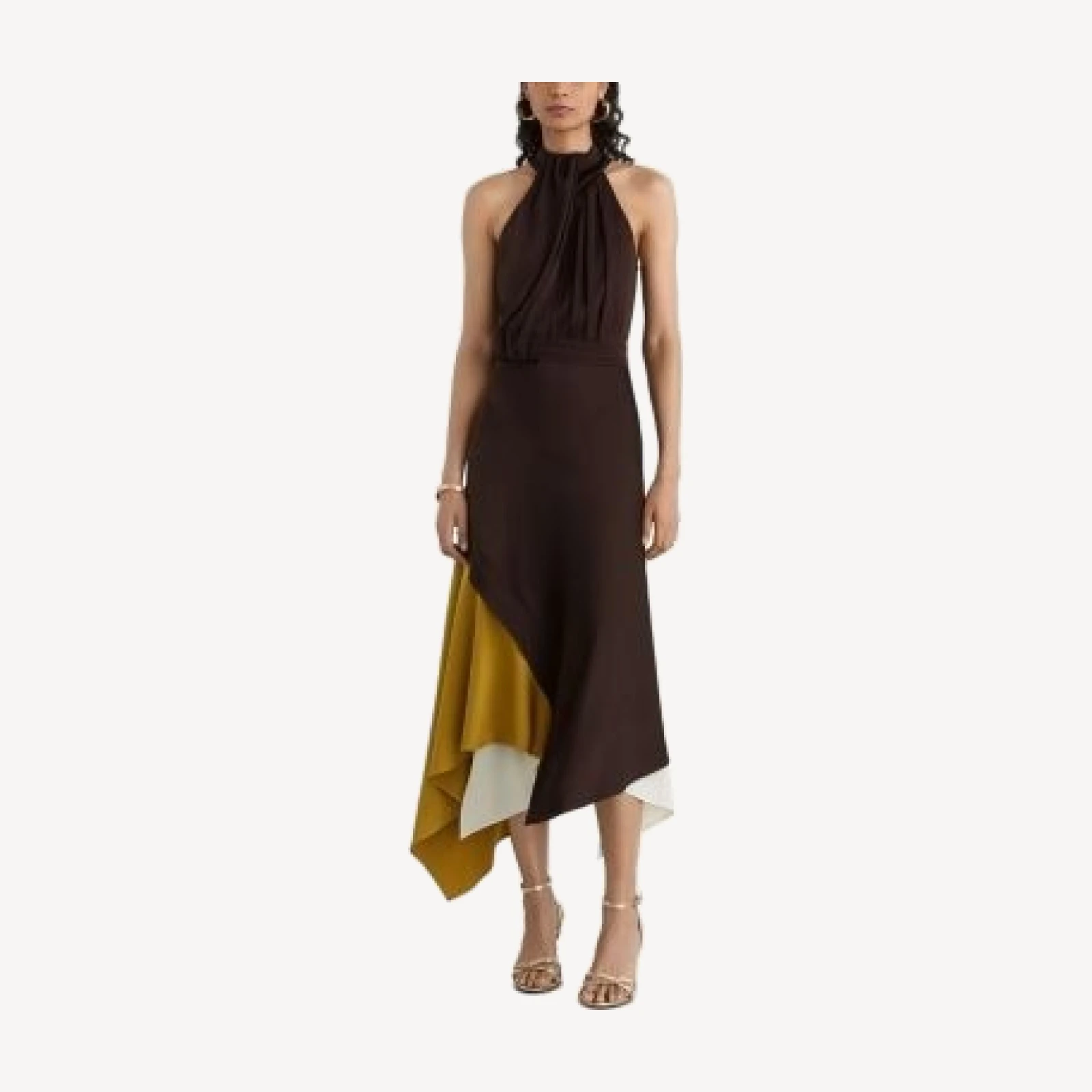 Reiss Bianca Satin Color Blocked Dress