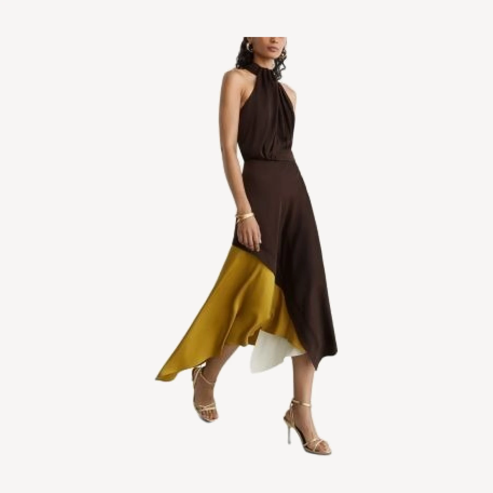 Reiss Bianca Satin Color Blocked Dress