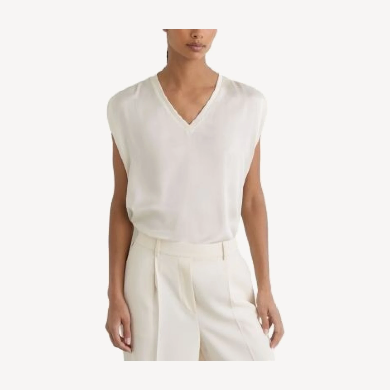 Reiss Renita Mixed Media V Neck Sleeveless Top