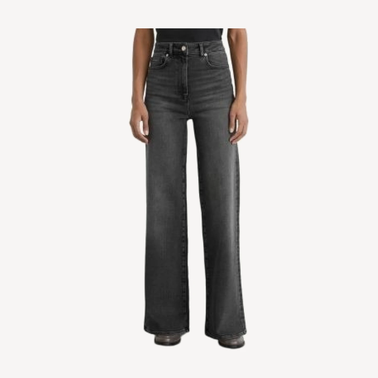 Reiss Jas High Rise Wide Leg Jeans in Washed Grey