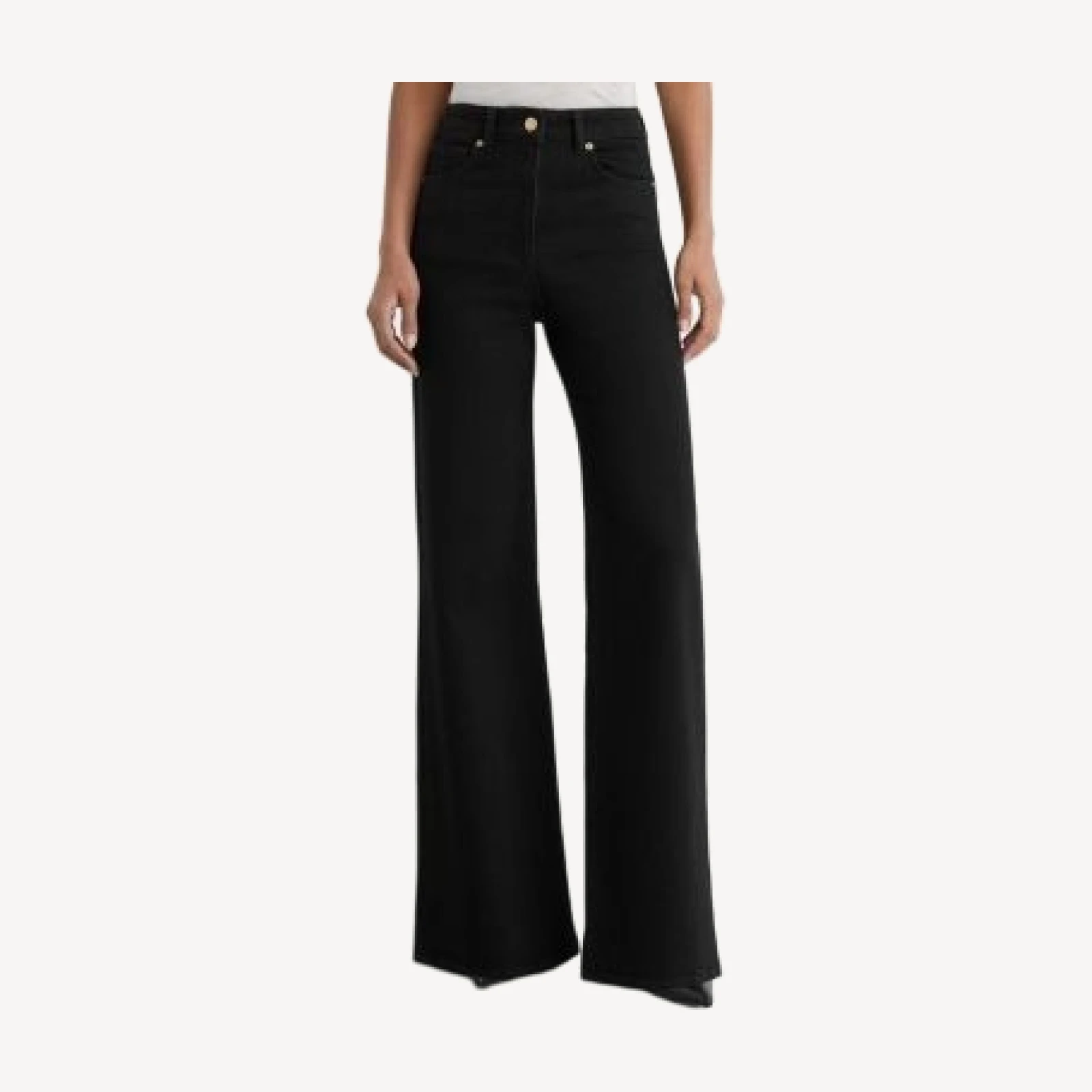 Reiss Petites Jas High Rise Wide Leg Jeans in Black