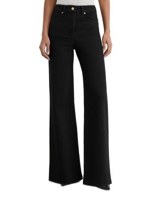 Reiss Petites Jas High Rise Wide Leg Jeans in Black
