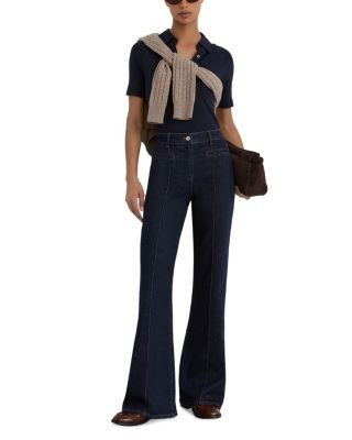 Reiss Petites Claude High Rise Flared Jeans in Dark Blue