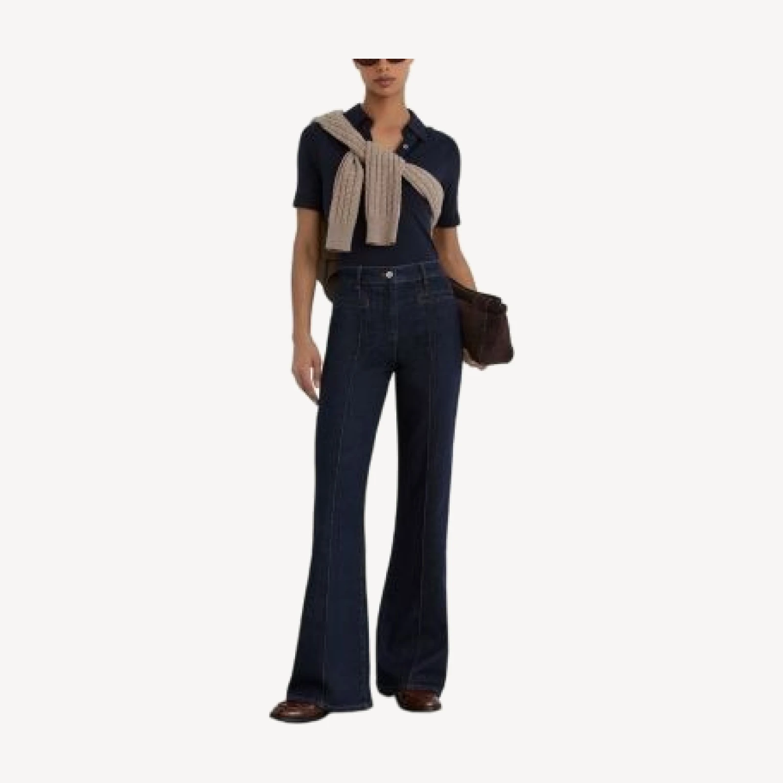 Reiss Petites Claude High Rise Flared Jeans in Dark Blue