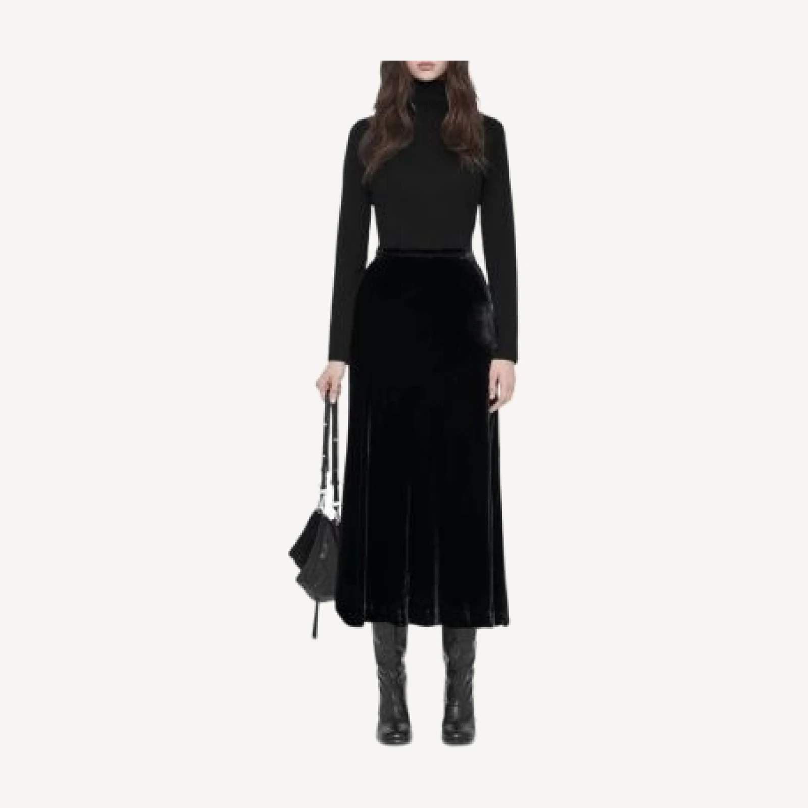 Allsaints Nalia Silk Blend Velvet Midi Skirt