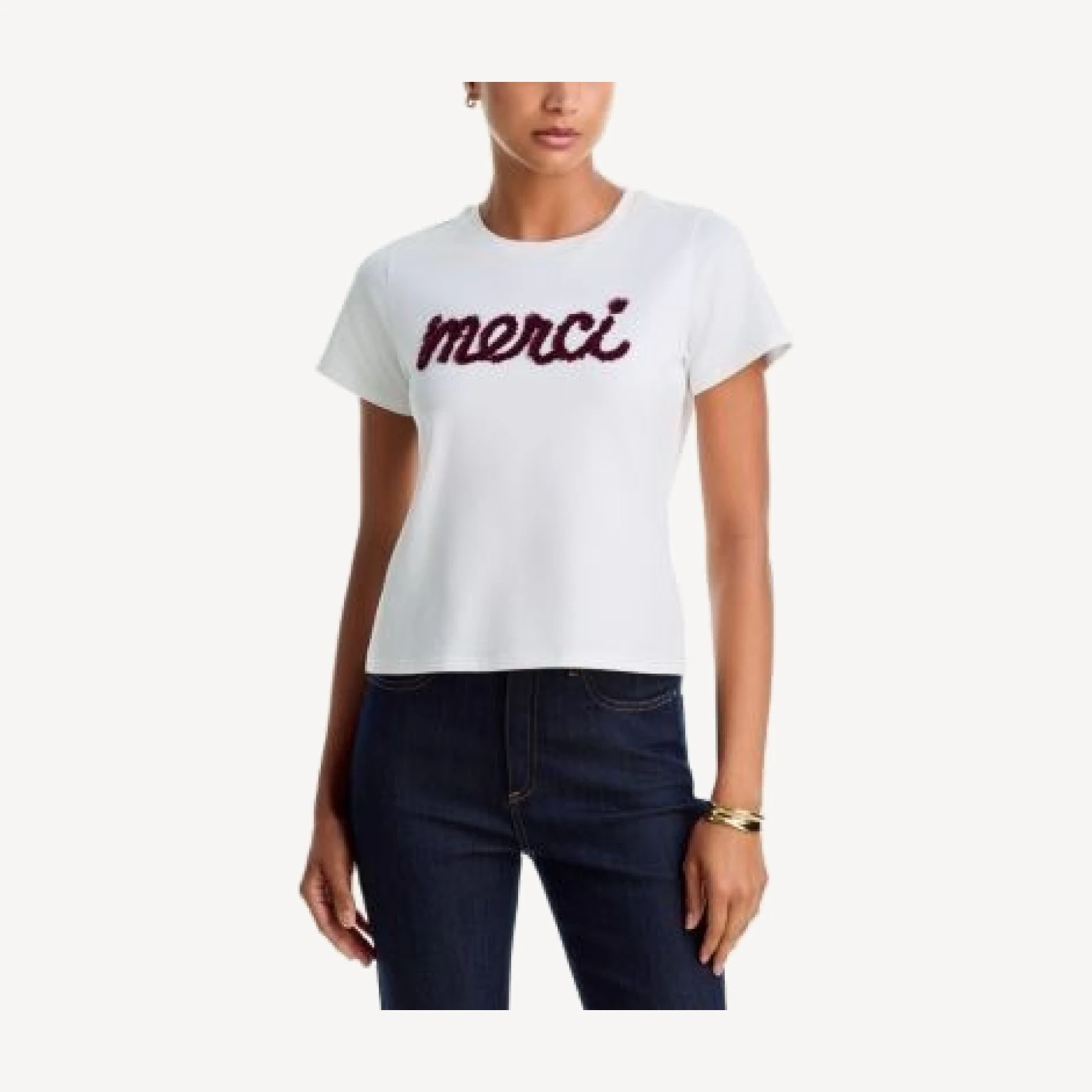 Cinq a Sept Cotton Stretch Embellished Shrunken Tee