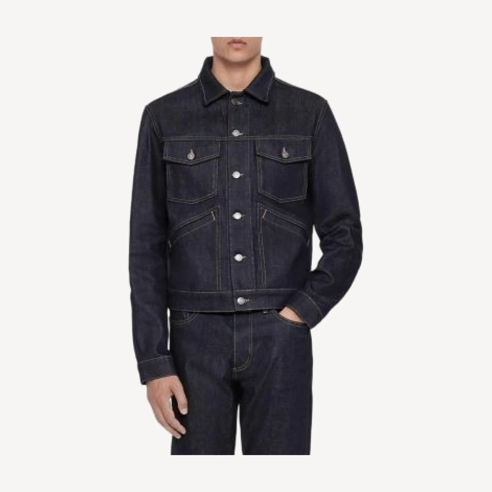 Allsaints Selvedge Cotton Pocket Trucker Jacket