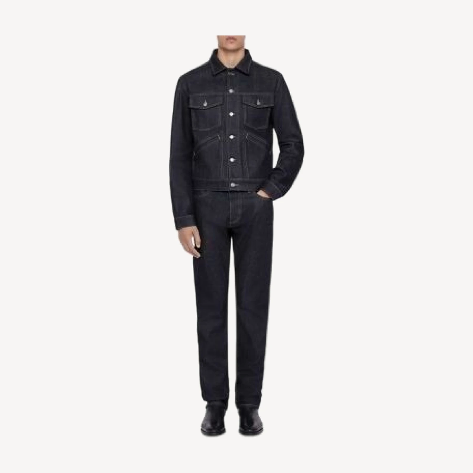 Allsaints Selvedge Cotton Pocket Trucker Jacket
