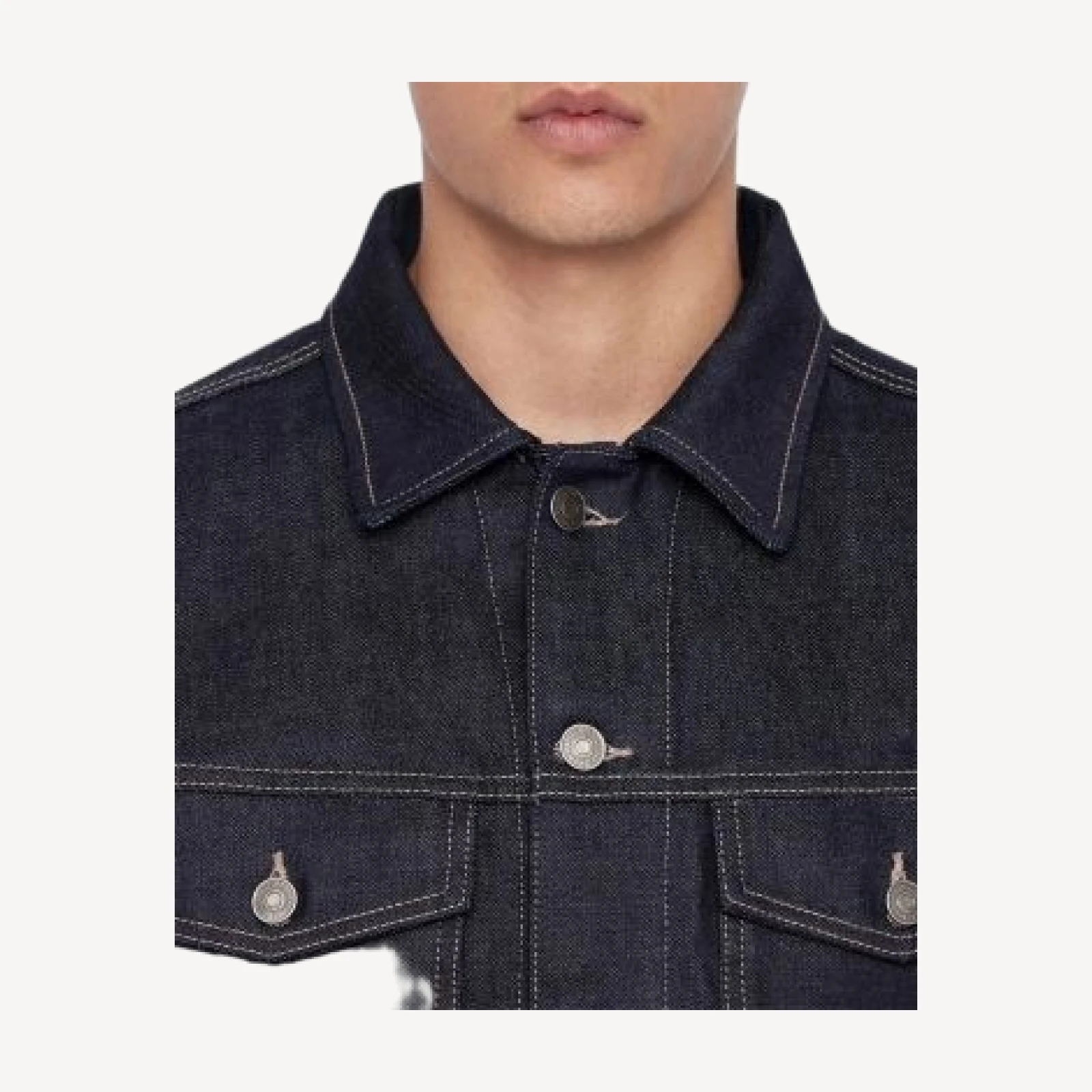 Allsaints Selvedge Cotton Pocket Trucker Jacket