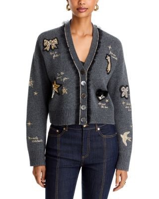 Cinq a Sept Holiday Doodles V Neck Cardigan