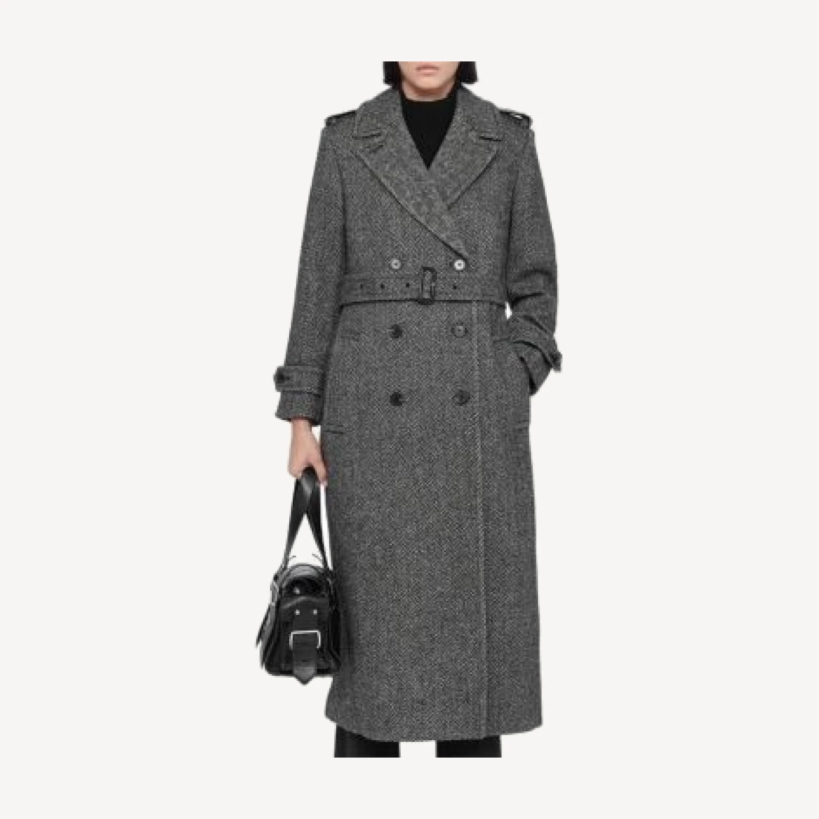 Allsaints Brescia Wool Blend Belted Trench Coat