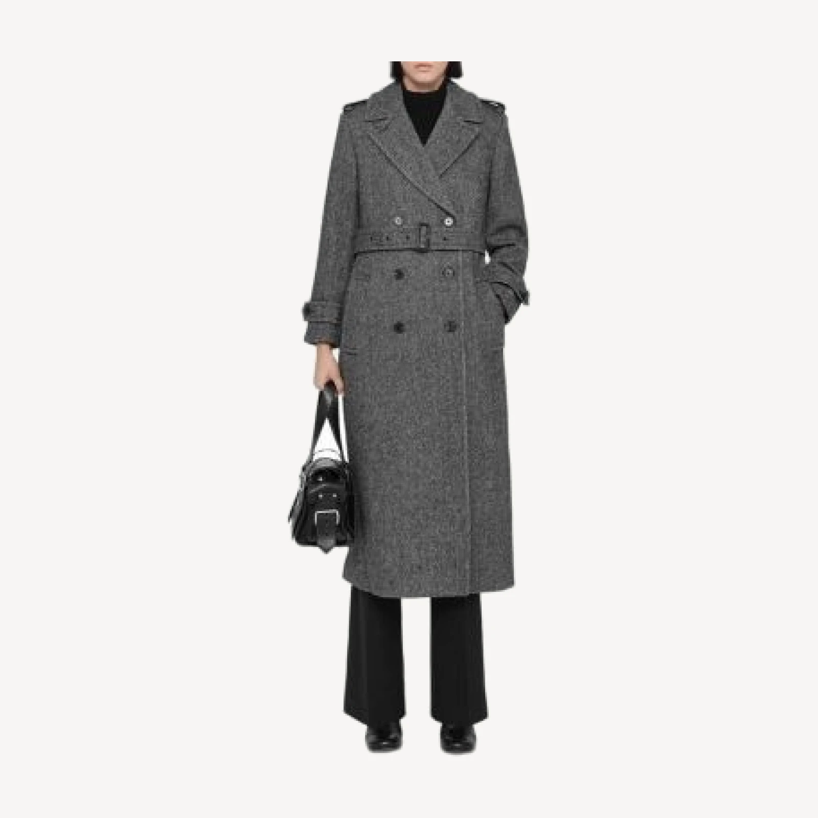 Allsaints Brescia Wool Blend Belted Trench Coat