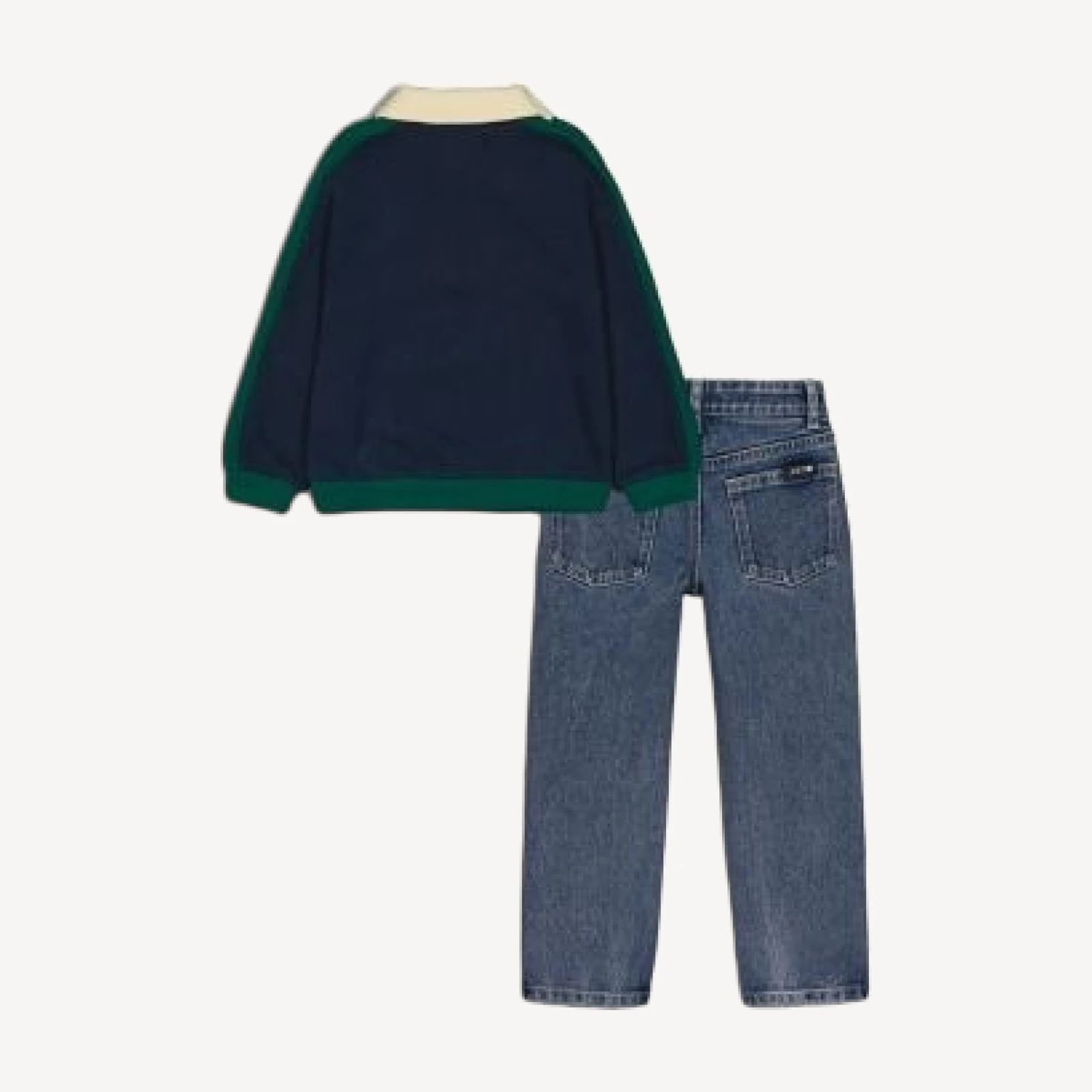 Joe's Jeans Boys' Long Sleeved Color Blocked Polo & Straight and Narrow Jeans Set - Little Kid