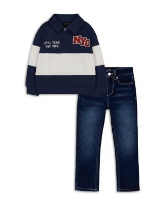 Joe's Jeans Boys' Long Sleeved Polo Top & Straight Narrow Jeans Set - Little Kid