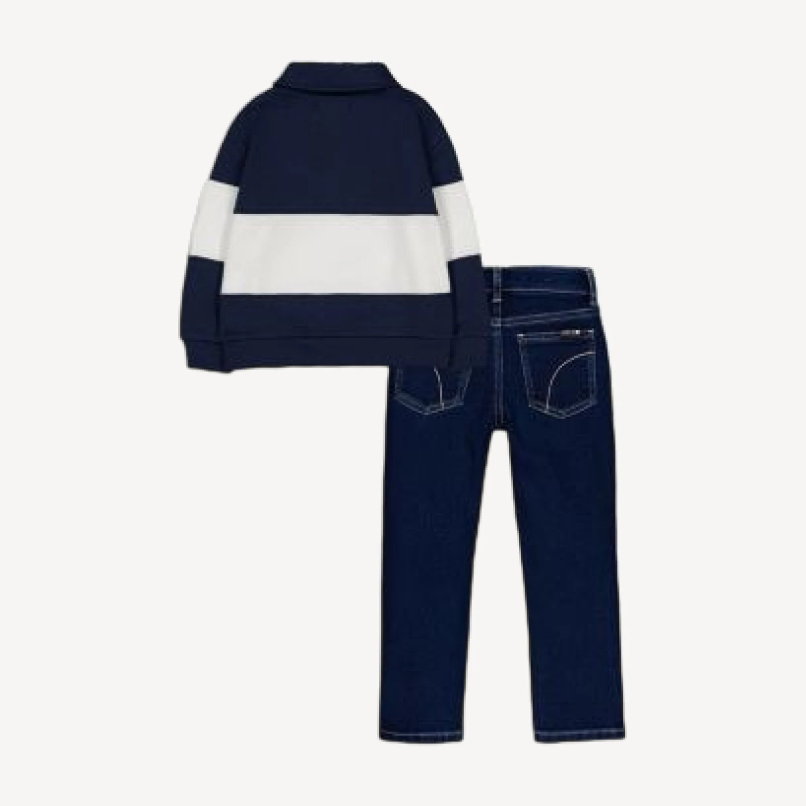 Joe's Jeans Boys' Long Sleeved Polo Top & Straight Narrow Jeans Set - Little Kid