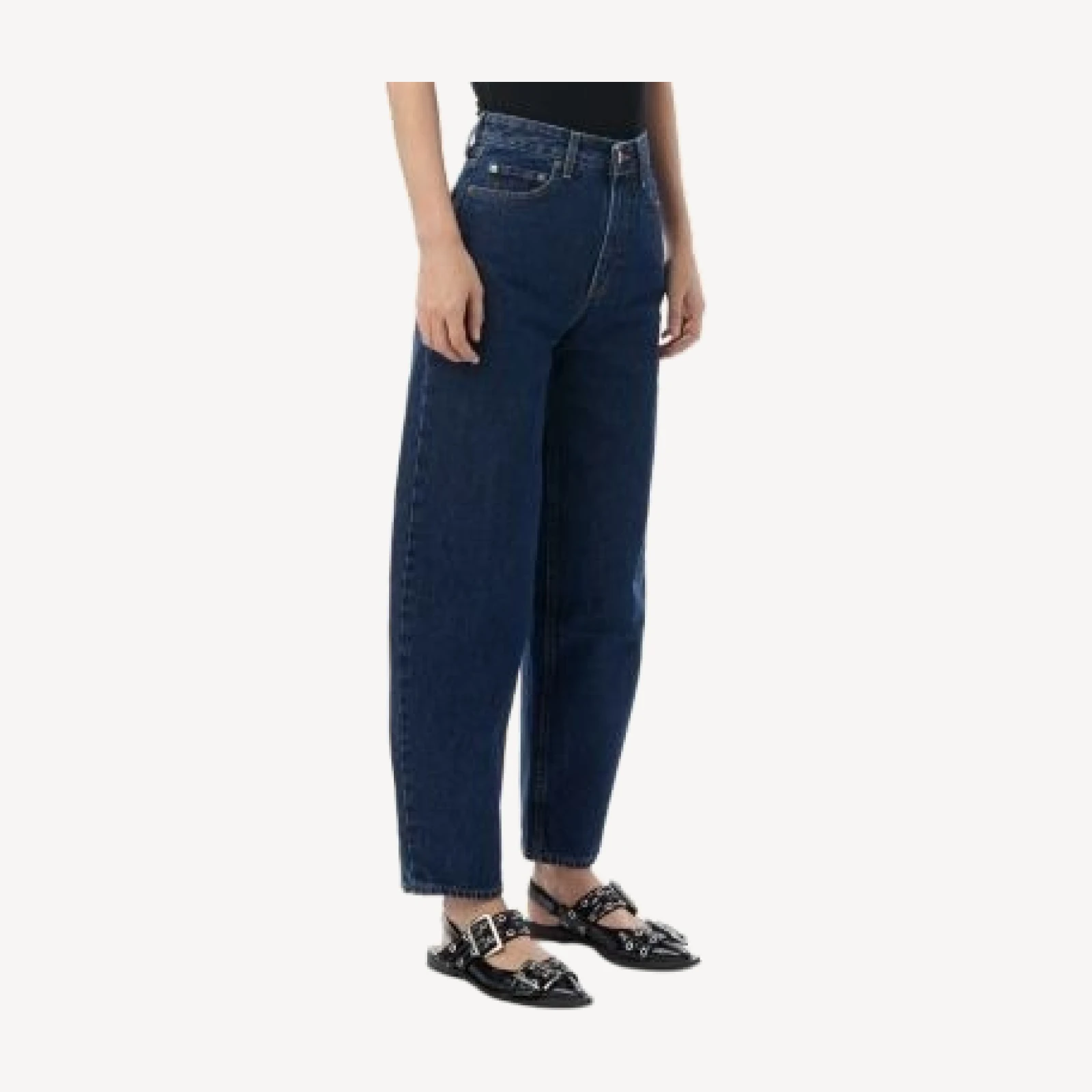 Ganni Stary Barrel Jeans in Dark Blue