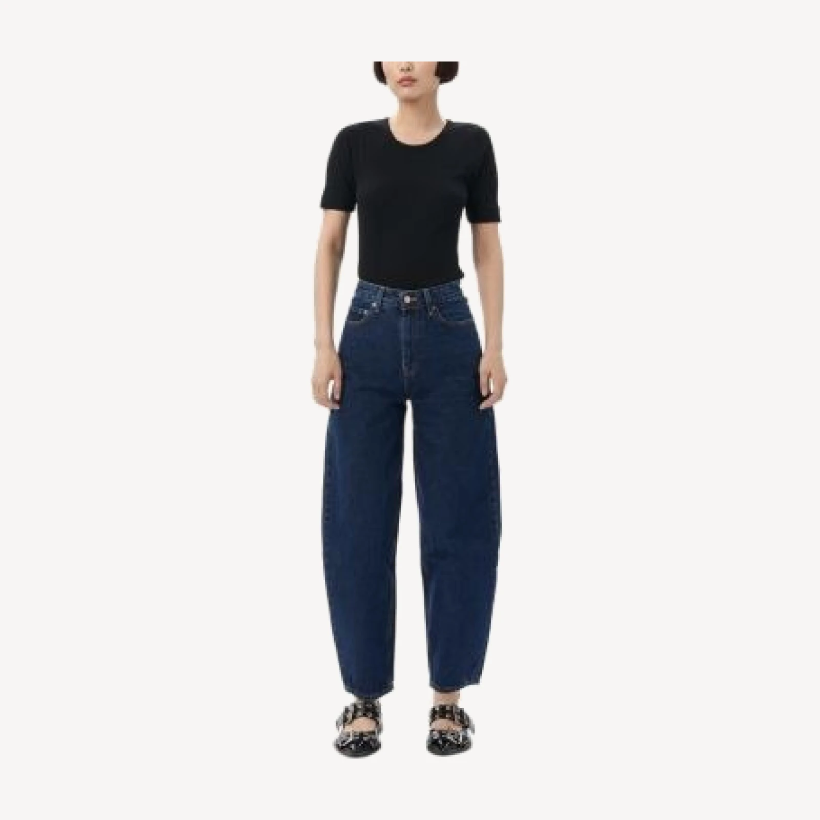 Ganni Stary Barrel Jeans in Dark Blue