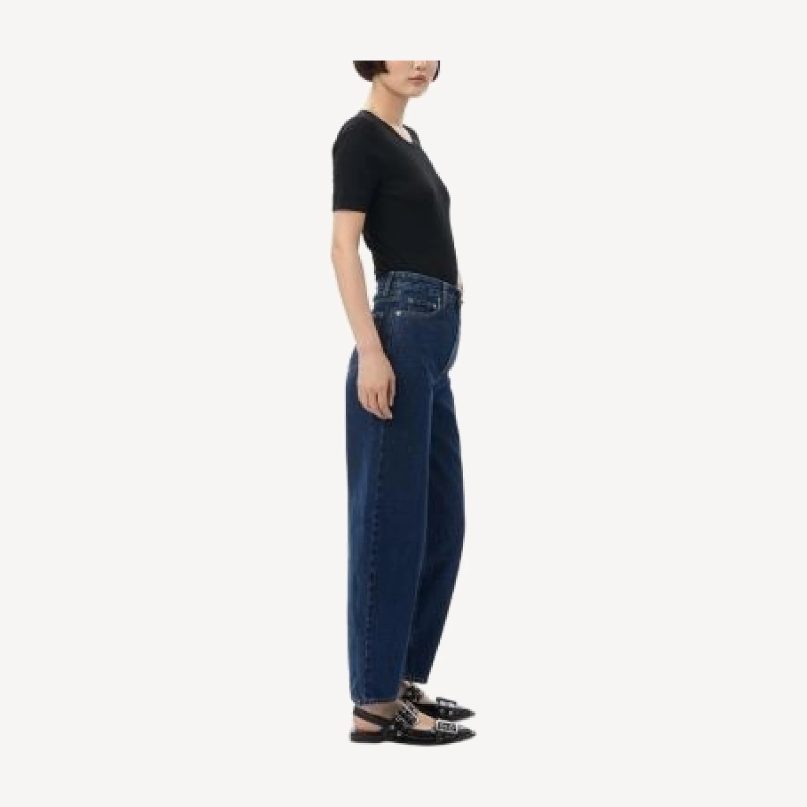 Ganni Stary Barrel Jeans in Dark Blue