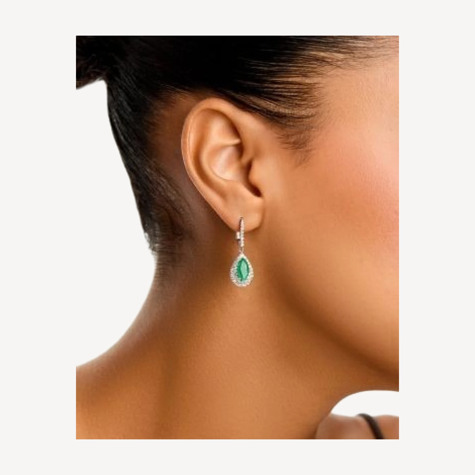 Bloomingdale's Fine Collection Emerald & Diamond Pave Teardrop Earrings in 14K White Gold