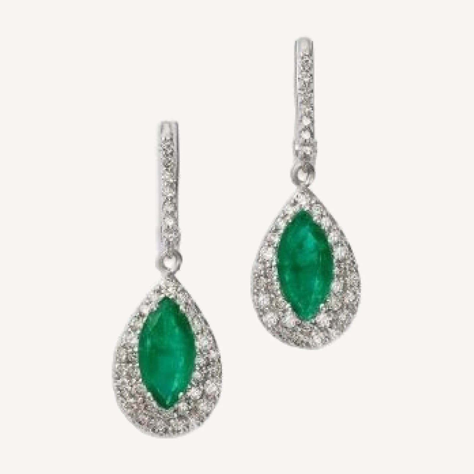 Bloomingdale's Fine Collection Emerald & Diamond Pave Teardrop Earrings in 14K White Gold