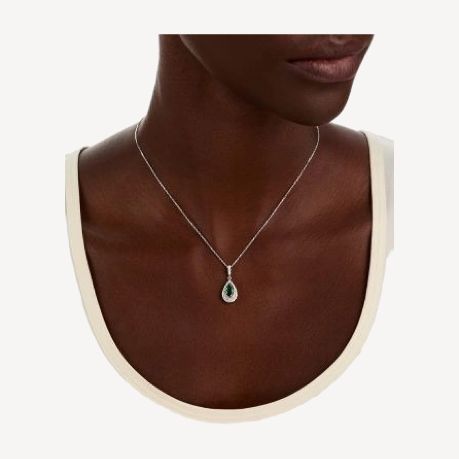 Bloomingdale's Fine Collection Diamond & Emerald Double Drop Pendant Necklace in 14K White Gold, 16