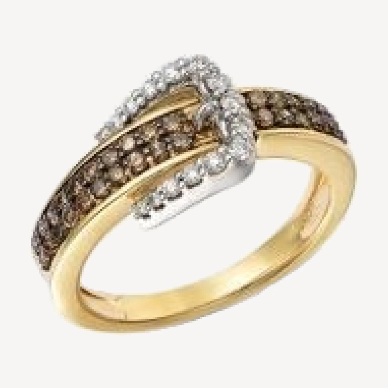 Bloomingdale's Fine Collection Chocolate & White Diamond Pave Buckle Ring in 14K Yellow Gold, 0.4 tcw