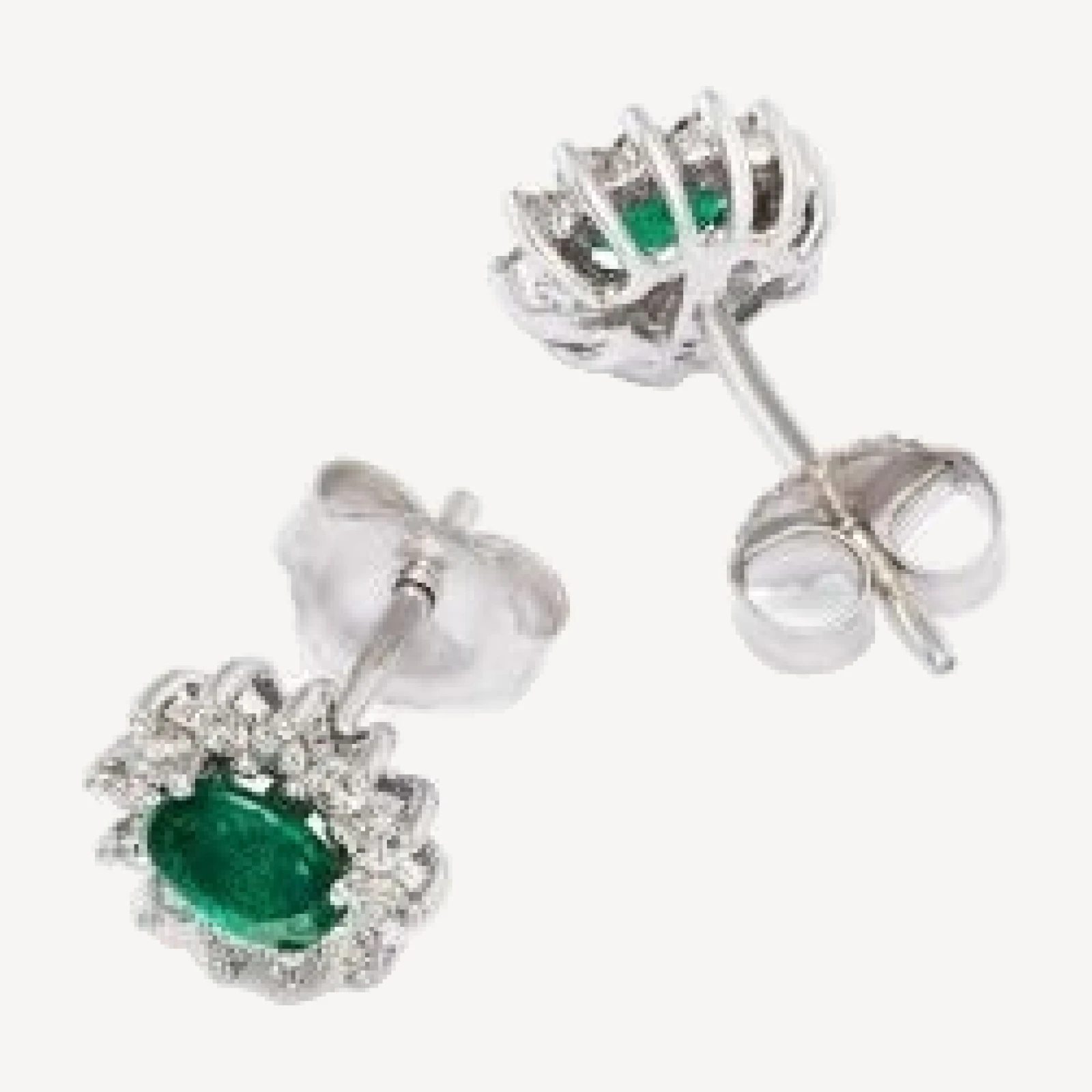 Bloomingdale's Fine Collection Diamond & Emerald Oval Earrings in 14K Yellow Gold