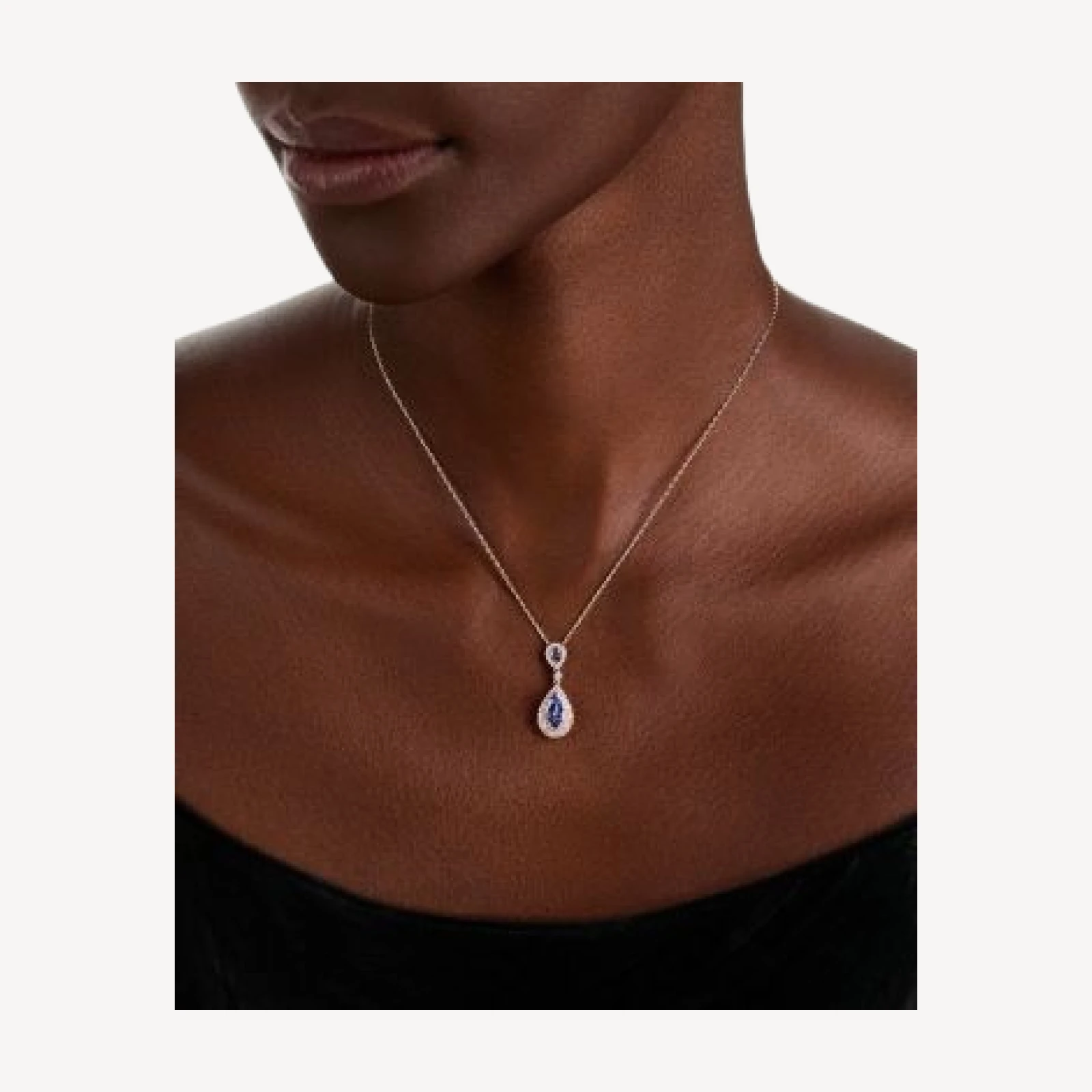 Bloomingdale's Fine Collection Diamond & Tanzanite Double Drop Pendant Necklace in 14K White Gold, 0.55 tcw