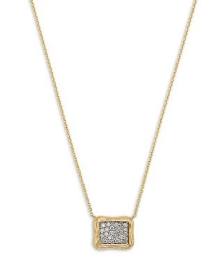 Bloomingdale's Fine Collection Diamond Pave Rectangle Pendant Necklace in 14K Yellow Gold, 0.37 tcw