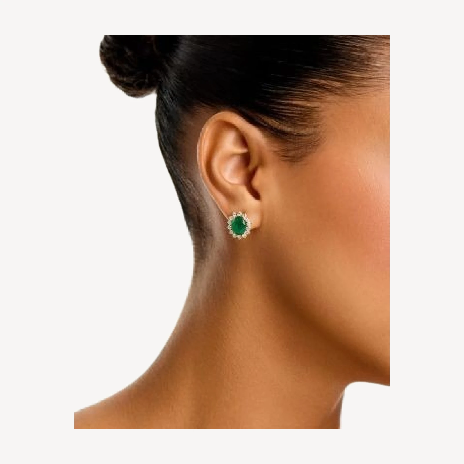 Bloomingdale's Fine Collection Diamond & Emerald Oval Earrings in 14K Yellow Gold