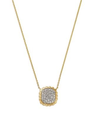 Bloomingdale's Fine Collection Diamond Pave Scalloped Edge Pendant Necklace in 14K Yellow Gold, 0.5 tcw