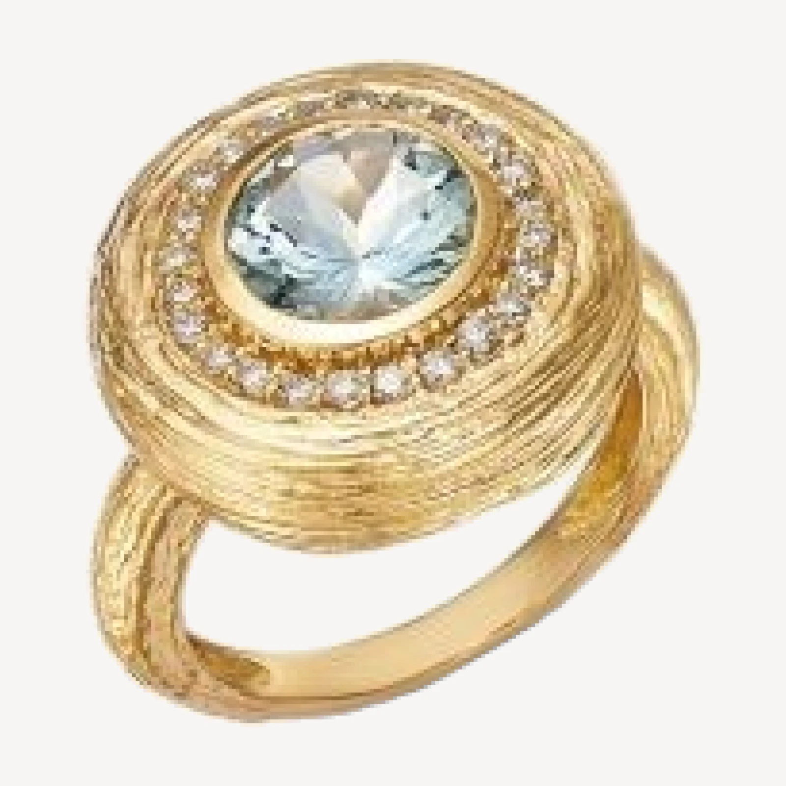 Bloomingdale's Fine Collection Aquamarine & Diamond Textured Bezel Set Ring in 14K Yellow Gold, 0.24 tcw