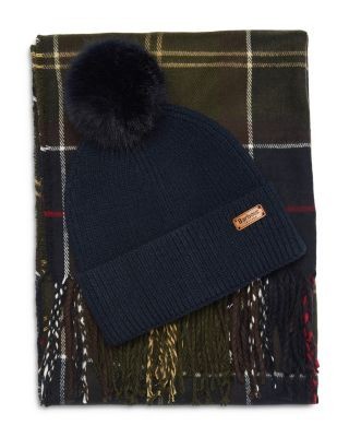 Barbour Dover Beanie & Hailes Scarf Gift Set