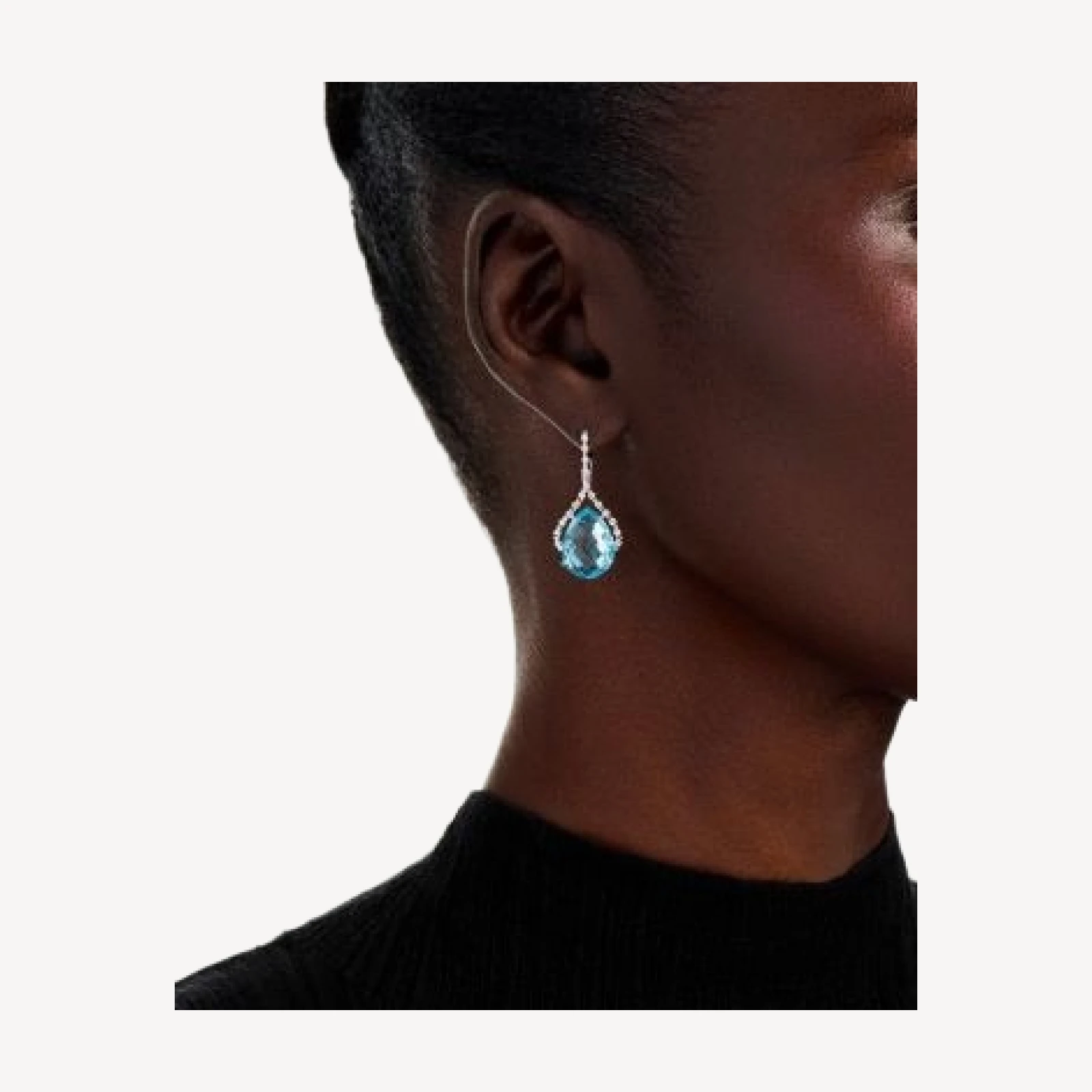 Bloomingdale's Fine Collection Diamond & Blue Topaz Pear Shaped Earrings in 14K White Gold, 0.6 tcw