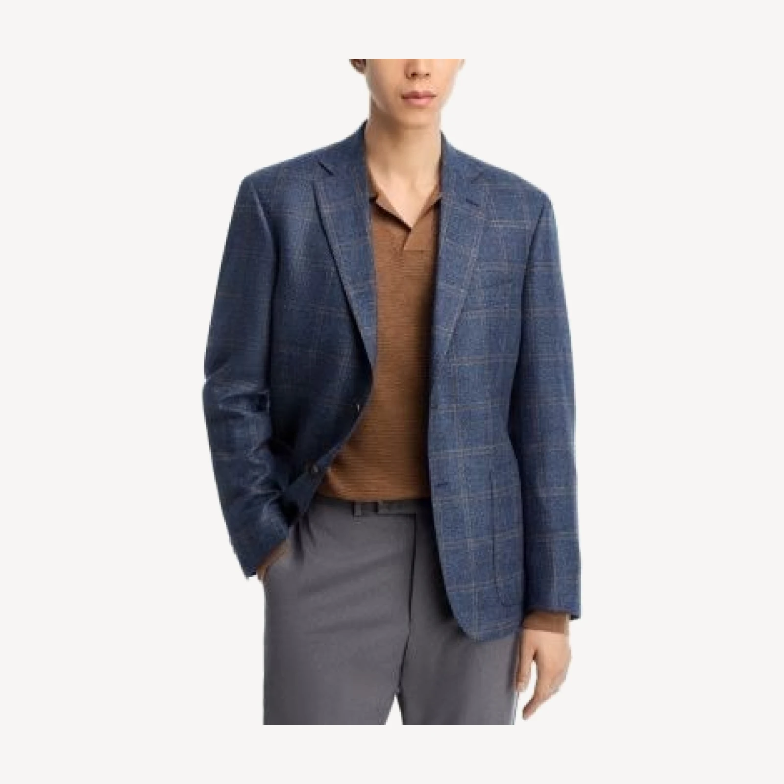 The Men's Store at Bloomingdale's Loro Piana Wool & Silk Fabric Windowpane Unstructured Regular Fit Sport Coat - Exclusive