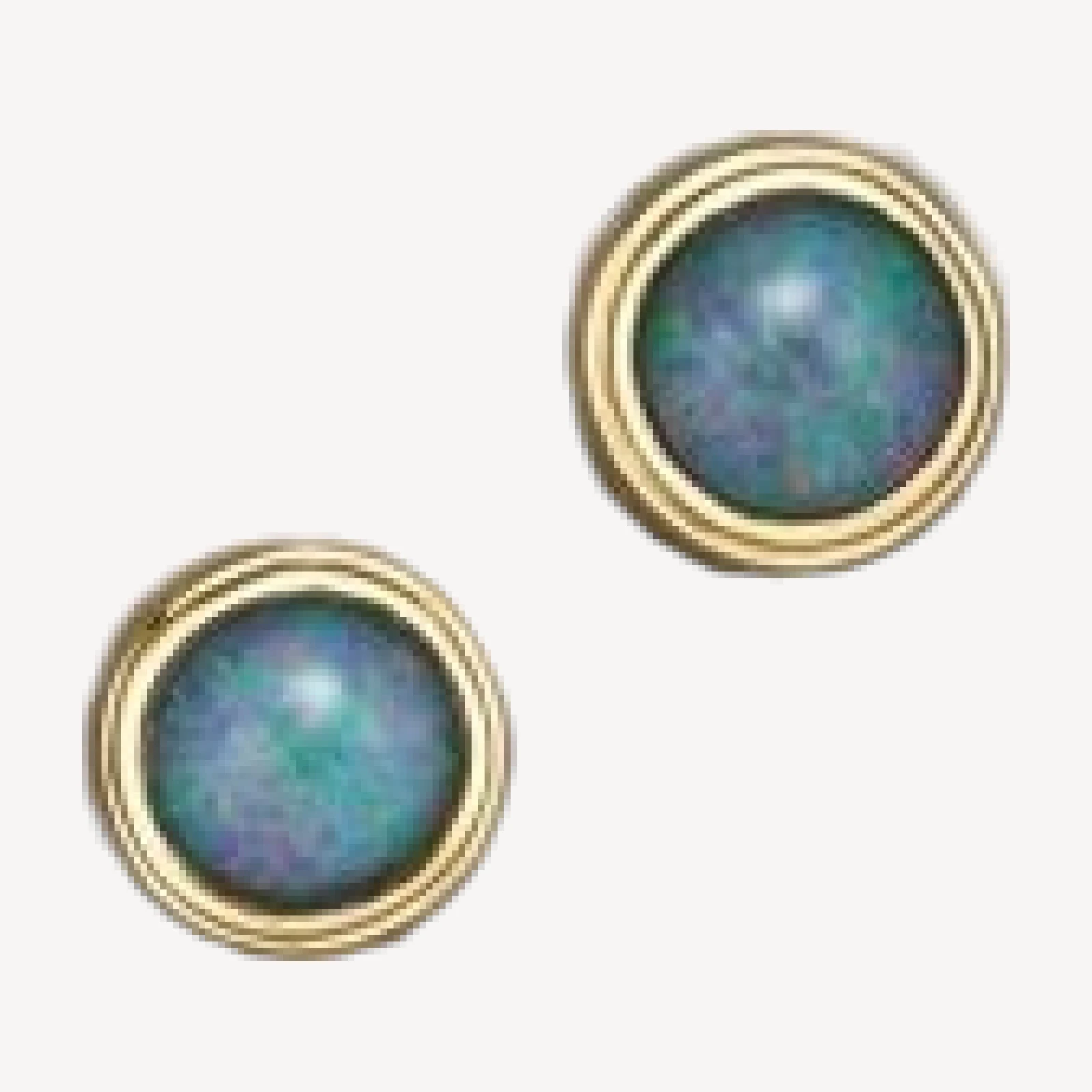 Black Opal Bezel Set Stud Earrings in 14K Yellow Gold