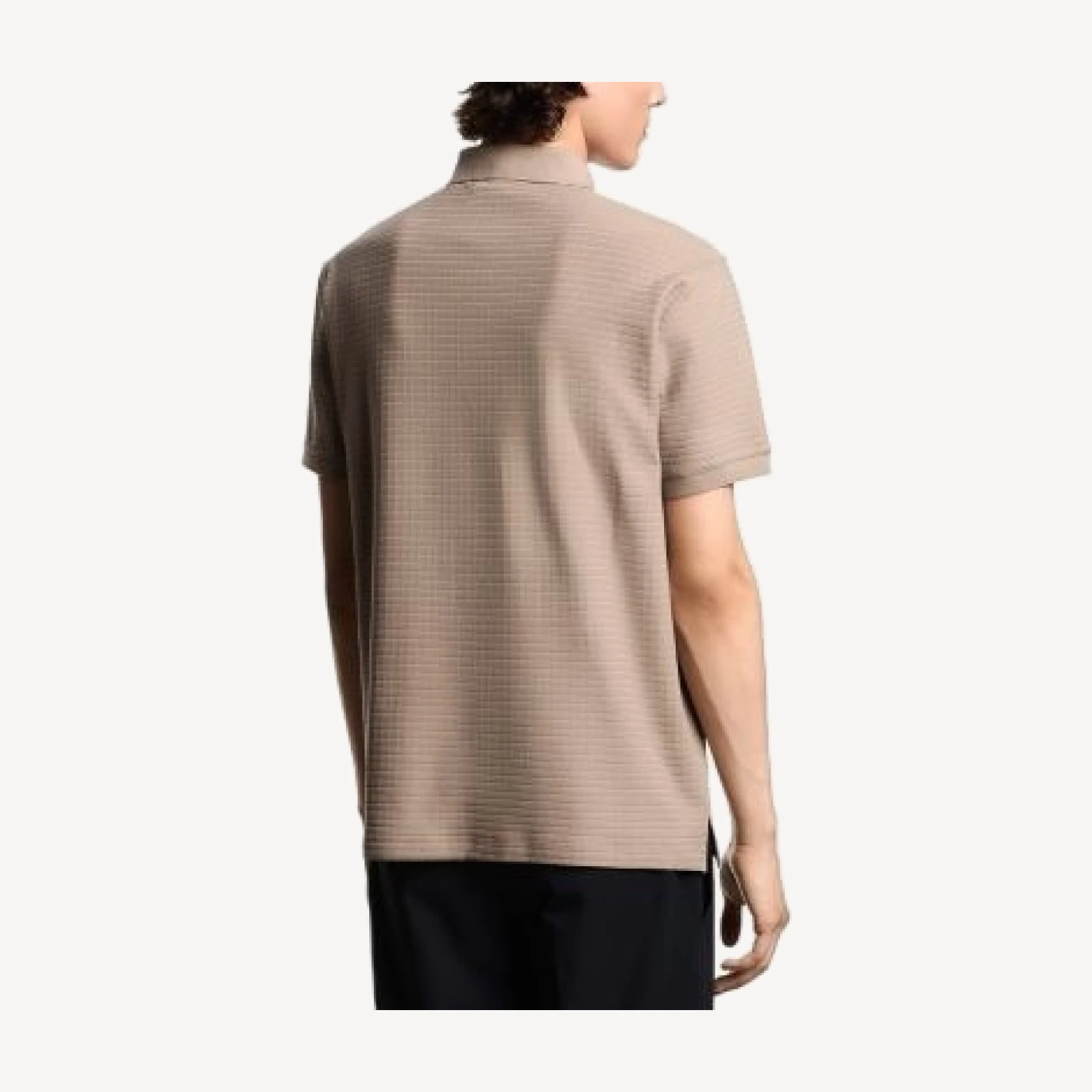 Emporio Armani Textured Allover Geometric Square Jacquard Motif Polo Shirt