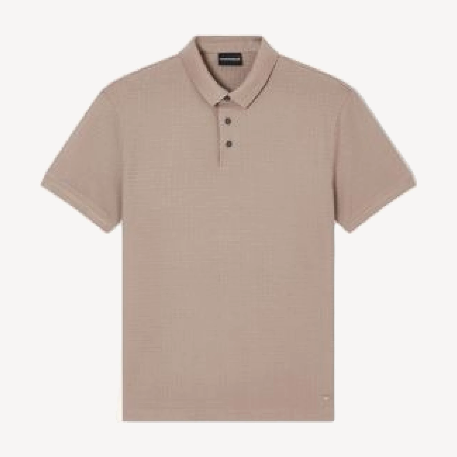 Emporio Armani Textured Allover Geometric Square Jacquard Motif Polo Shirt