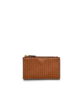 Prada Woven Madras Leather Card Holder