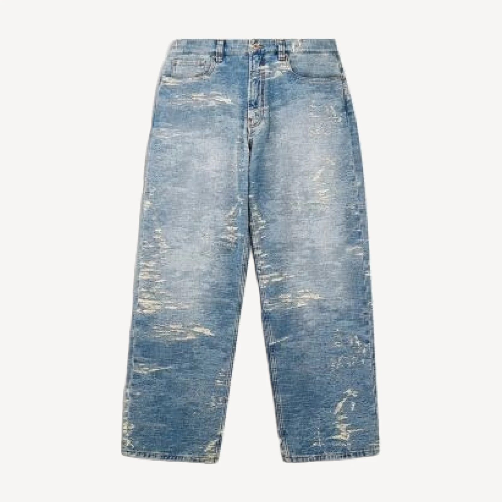 Emporio Armani Stone Washed Oversized Fit Jeans in Light Blue Denim