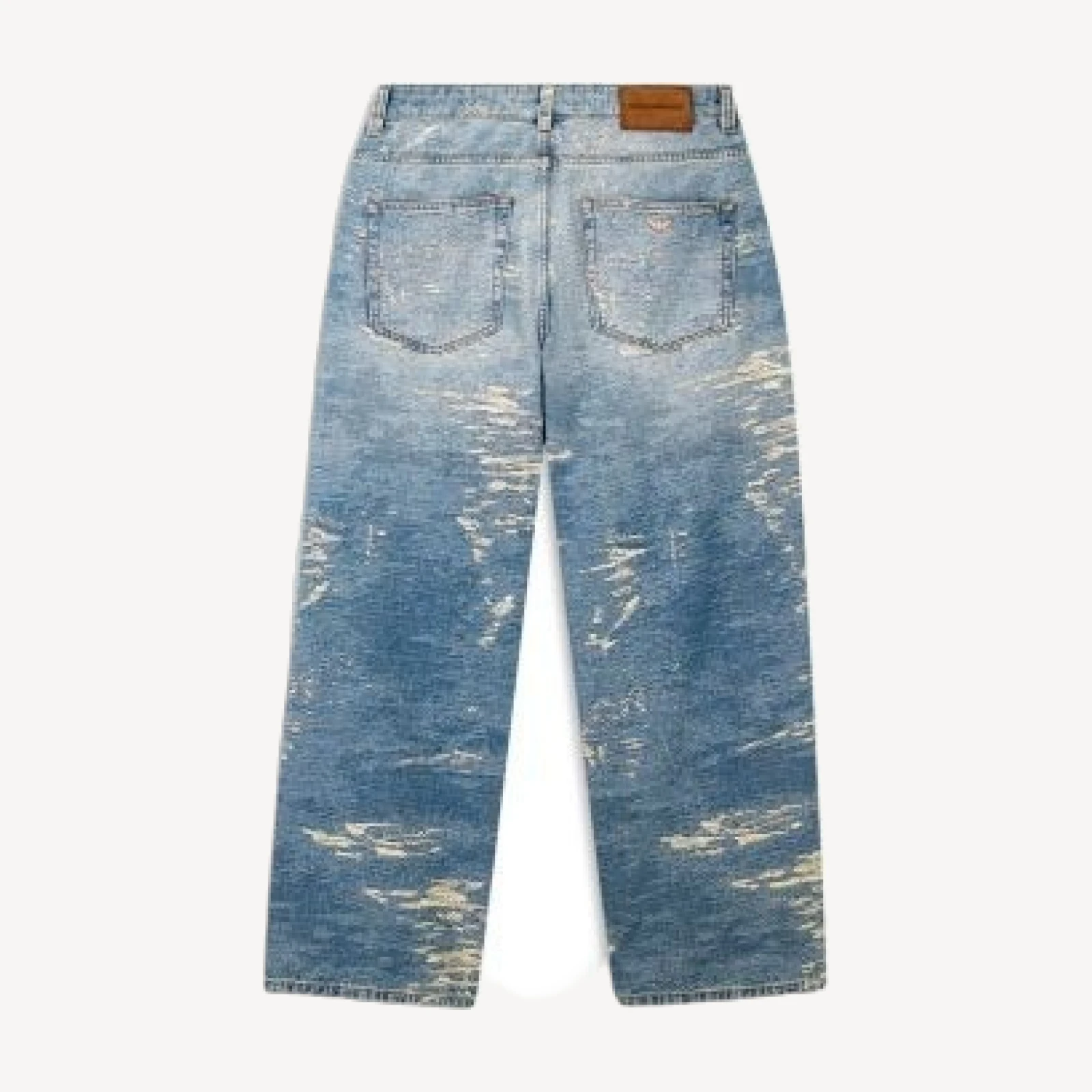 Emporio Armani Stone Washed Oversized Fit Jeans in Light Blue Denim