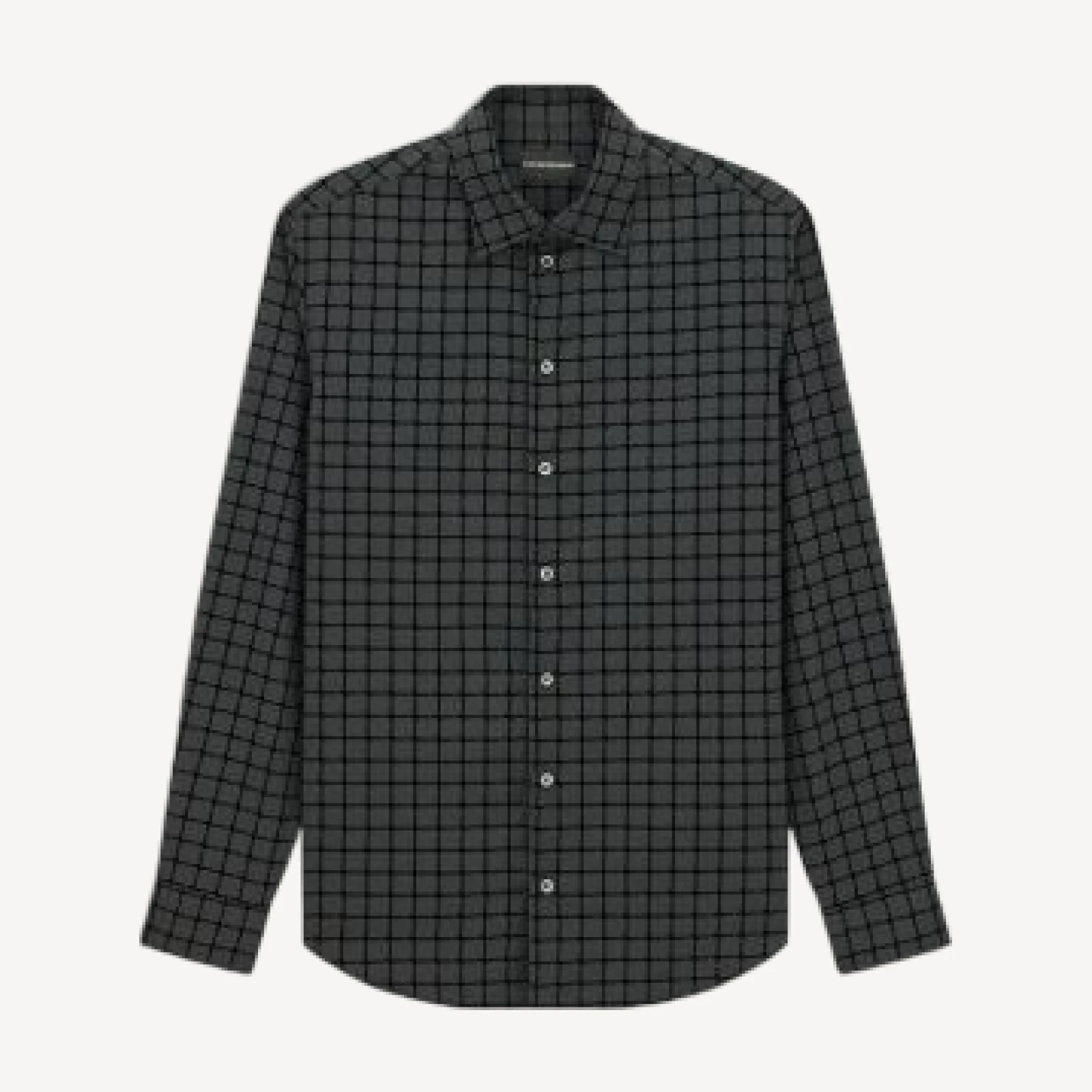 Emporio Armani Flocked Plaid Point Collar Shirt